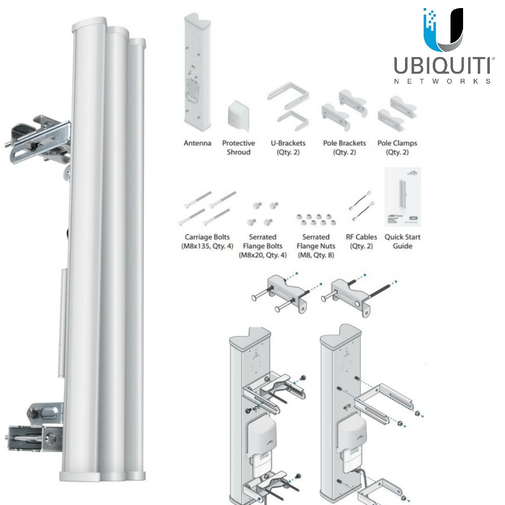 Ubiquiti AM-2G16 2.4GHz AirMax 2x2 MIMO Basestation Sector Antenna 16 dBi/ 90deg