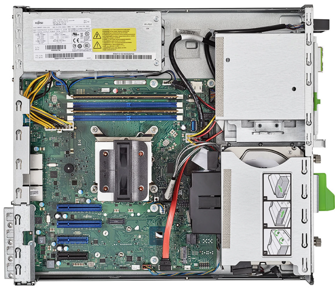Fujitsu Primergy TX1320 M4 tower server Xeon E-2134 4c, 16GB RAM, 2*3.5&quot; või 8*(4*+4*) 2.5&quot; HDD pesa), 4*USB3.1Gen2, 2*Gbit Eth, 450W ps