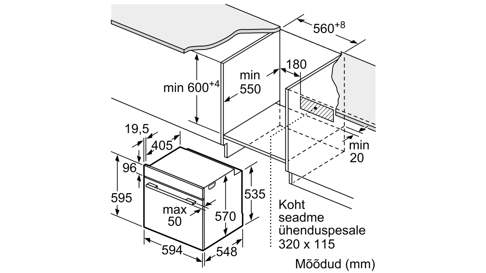 Serie | 6 Integreeritav ahi 60 x 60 cm roostevaba teras