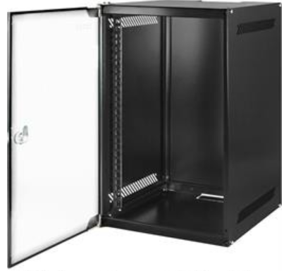 Toten wall cabinet 10&quot; 6U 280*310, glass door, black. Flat pack.