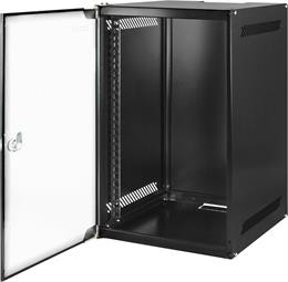 Toten wall cabinet 10&quot; 9U 280*310, glass door, black. Flat pack.