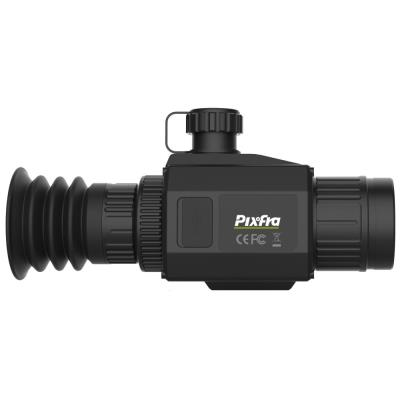Chiron PFI-C425 thermal scope camera, 384*288 12μm Vox sensor, sensitivity NETD＜30mK, 25mm manual focus lens, 1300m detection range 2.1* magnifcation 1440*1080 high resolution OLED display, video record &amp; capture snapshot, 16GB storage, IP67