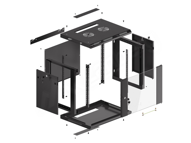 19&quot; 9U Lanberg 600*450 rack cabinet (flat pack) V2, black
