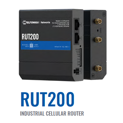 Teltonika RUT200 industrial LTE WiFi router, 1*WAN 10/100 Mbps, 1*LAN 10/100Mbps