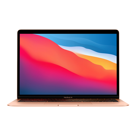 Apple MacBook Air Gold, 13.3 &quot;, IPS, 2560 x 1600, Apple M1, 8 GB, SSD 256 GB, Apple M1 7-core GPU, Without ODD, macOS, 802.11ax, Bluetooth version 5.0, Keyboard language Swedish, Keyboard backlit, Warranty 12 month(s), Battery warranty 12 month(s), Retina with True Tone Technology