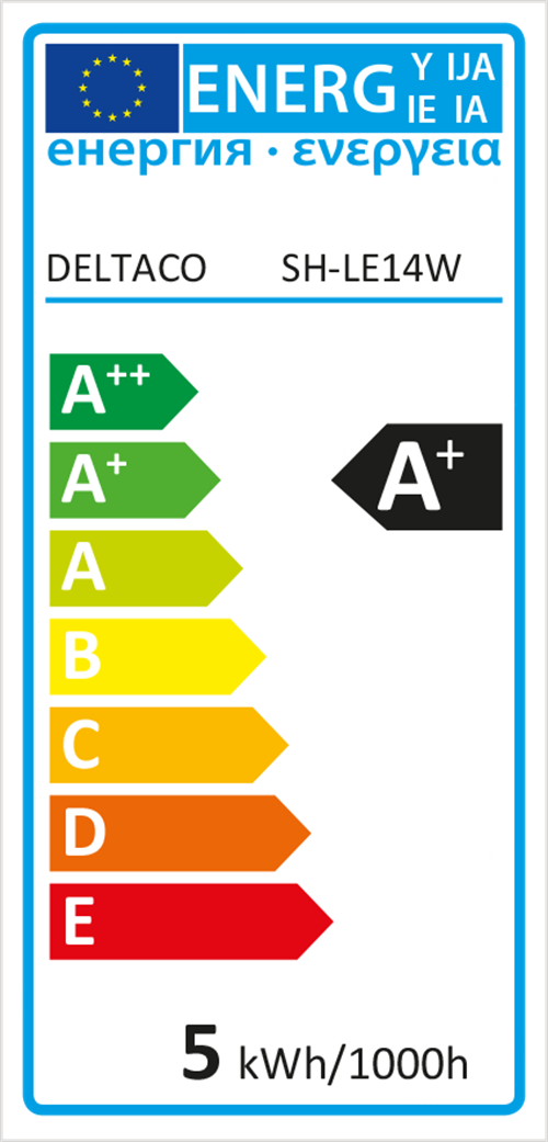 Deltaco Smart Home led light, E14, Wi-Fi, 5W, 2700K-6500K, dimmable, white