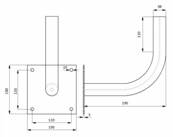 Metallist seinakinnitusklamber Ø38mm L250