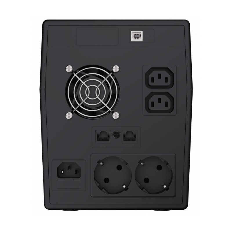 Green Cell line-interactive UPS 2000VA/1400W with LCD display, pure sine wave, 2*Schuko 2*IEC sockets