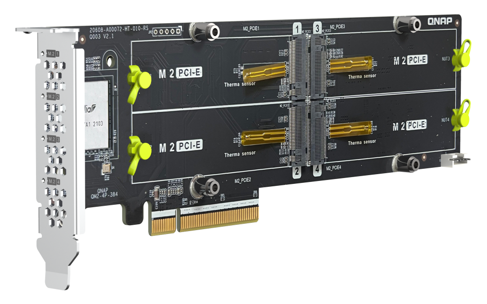 QNAP quad M.2 2280 PCIe NVMe SSD expansion card