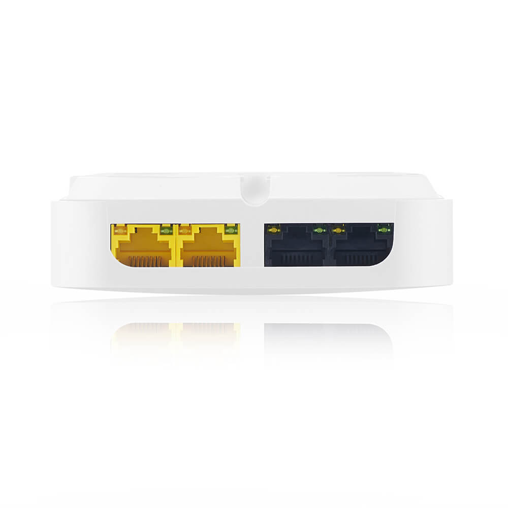 Zyxel WAX300H AX3000 access point, 2*2:2 MU-MIMO, wall plate mounting, 3*LAN port including 1 with PoE 5W pass through, PoE+ (802.3AT), standalone/controller/Nebula cloud managed