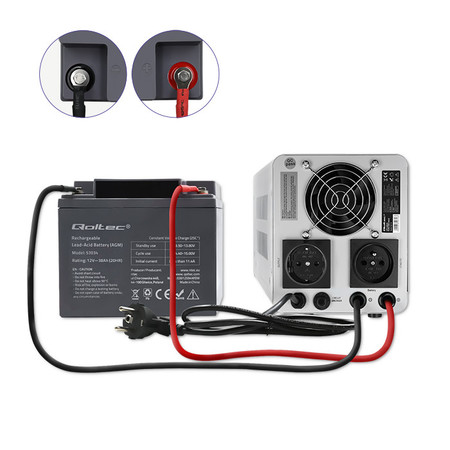 Qoltec pure sine wave UPS | 500VA/350W | constant phase | grey