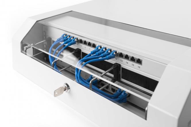 Digitus wall-mounted enclosure, slim, 145x525x475 mm 3U rotatable, 2U fix, color grey 