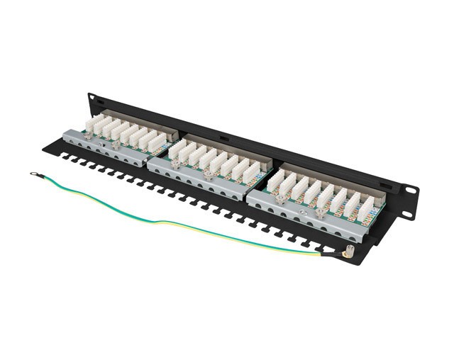 Lanberg patch panel 1U 19&quot;, 24 port Cat.5E FTP with cable organizer shielded, black