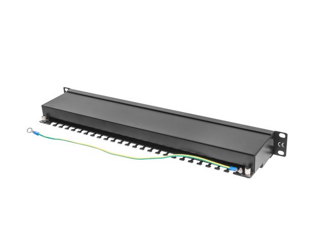 Lanberg patch panel 1U 19&quot;, 24 port Cat.5E FTP with cable organizer shielded, black