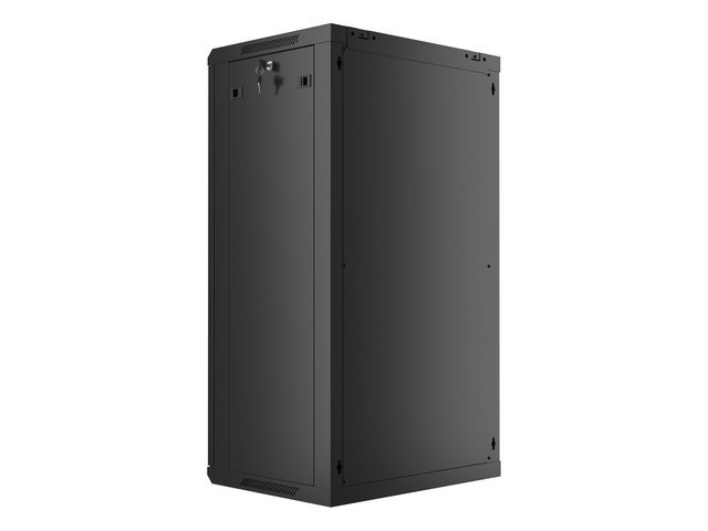 Lanberg 19&quot; v2 wall-mount cabinet 22U/600*450 with glass door (flat pack), black