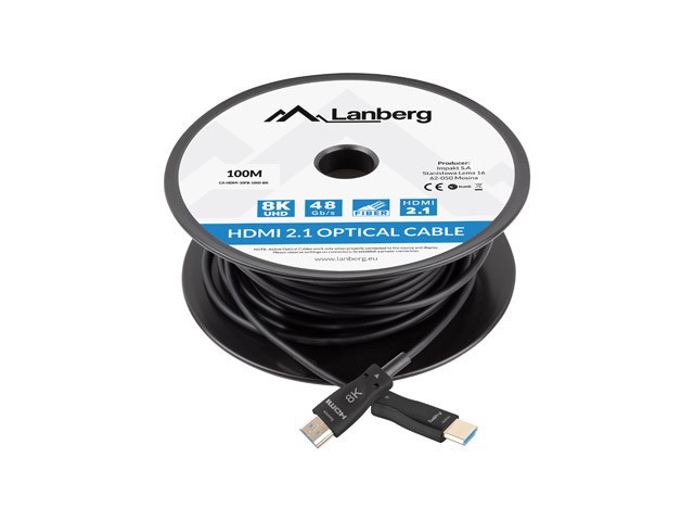 Lanberg HDMI M/M V2.1 optical cable 100m, black, AOC