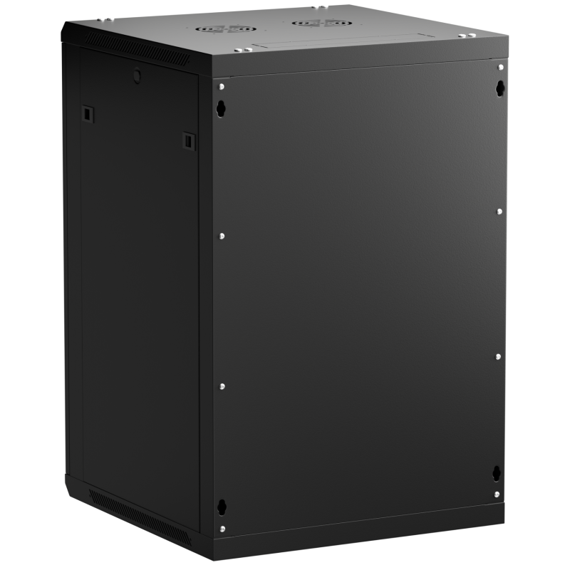 Netrack 19&quot; wall-mount F-Line rack cabinet, 18U 600*600, glass door, black, flat-pack