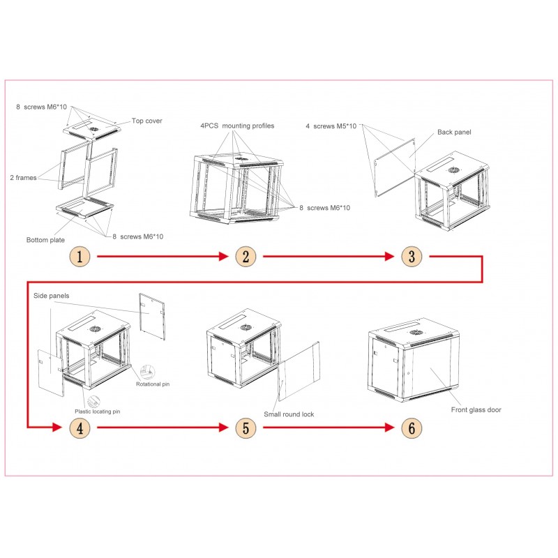 Netrack 19&quot; wall-mount F-Line rack cabinet, 12U 600*450, glass door, gray, flat-pack