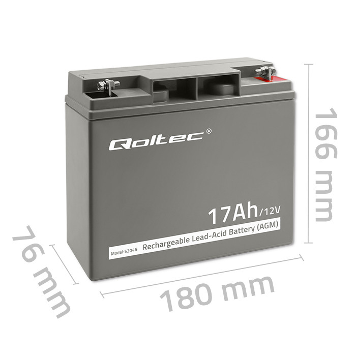 Qoltec AGM battery 12V 17Ah maintenance-free, efficient, LongLife, for UPS, scooter