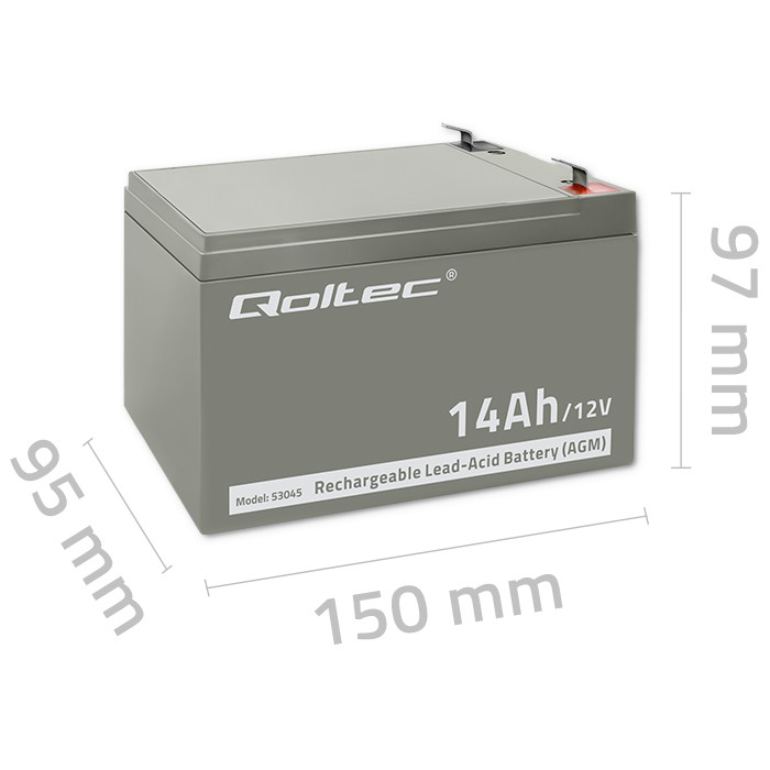 Qoltec battery AGM 12V 14Ah max.210A, long-life