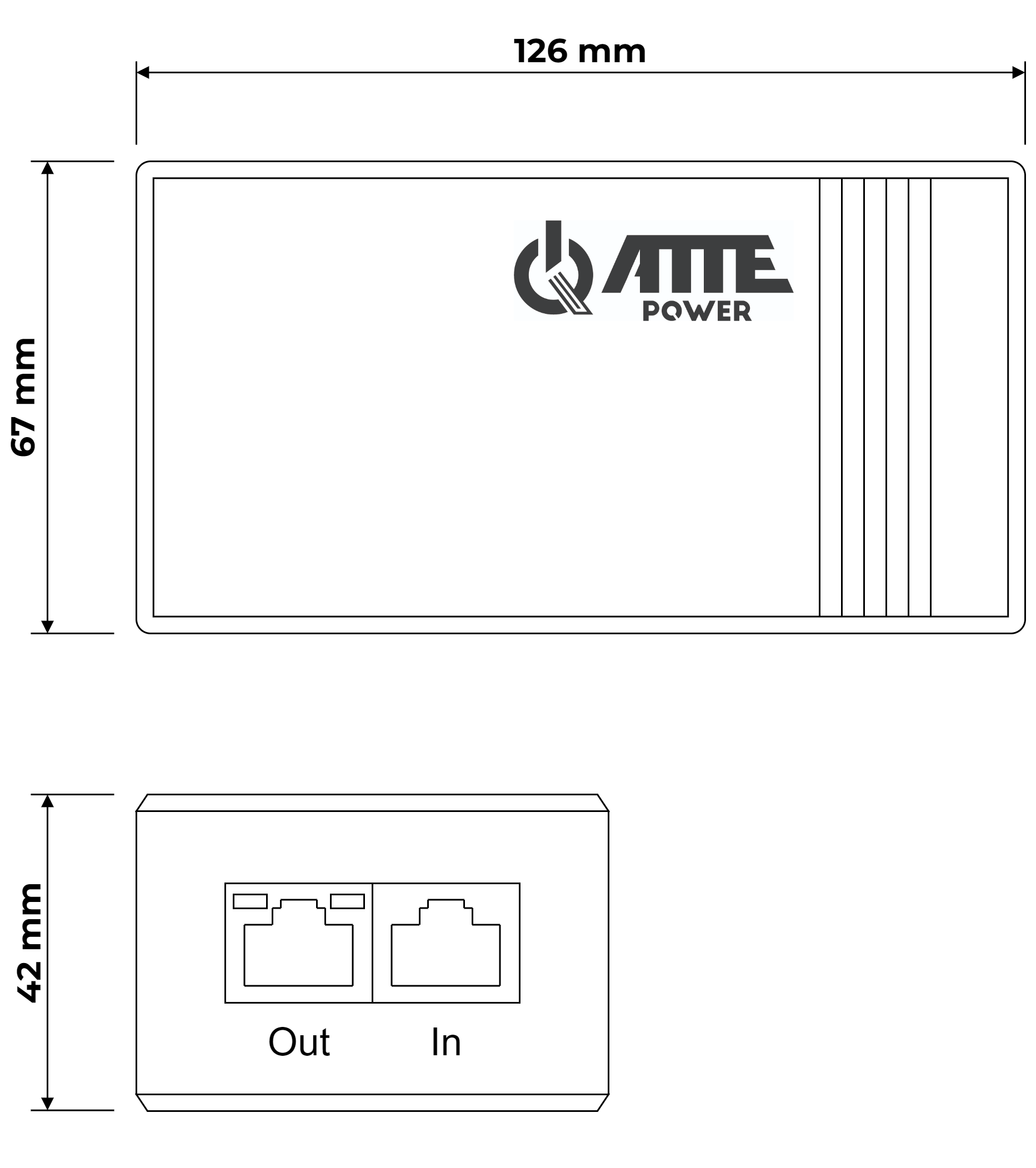 Midspan PoE Passive 55V 70W, 1 channel 10/100/1000Mbps