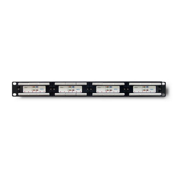 Qoltec 1U 19" 24-port patch panel Cat6 UTP, black