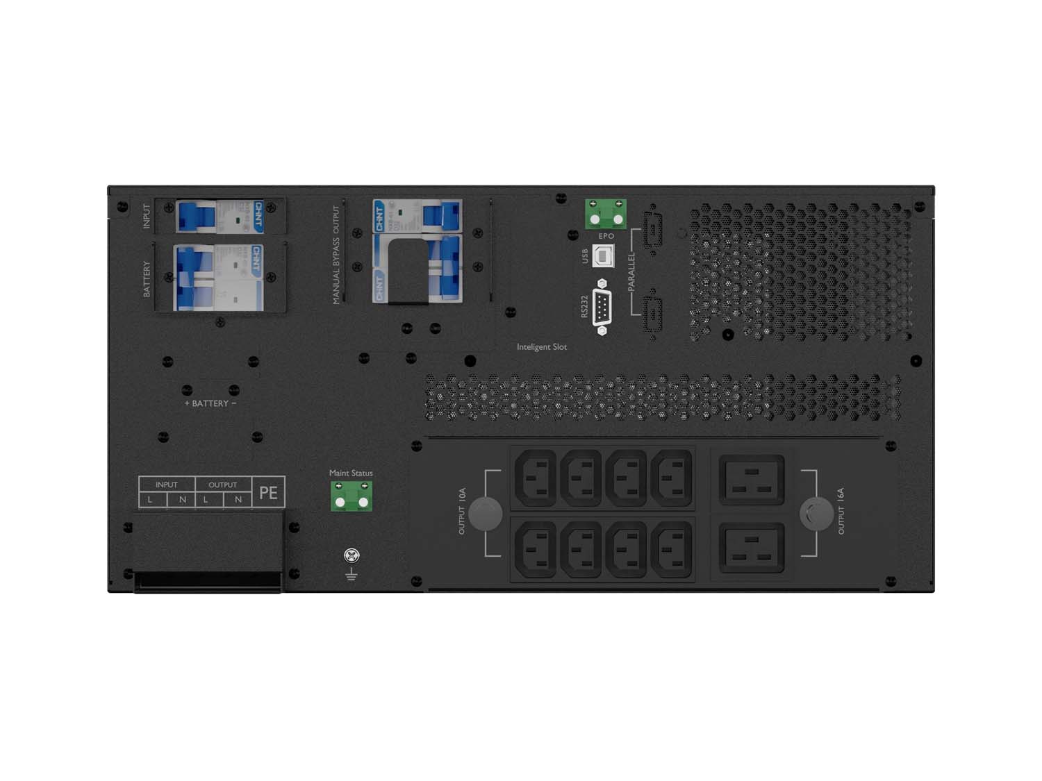 VFI, 10000VA/10000W online UPS rackmountable 5U,20min@half load,230V,50Hz,RS232,USB,Smart-Slot