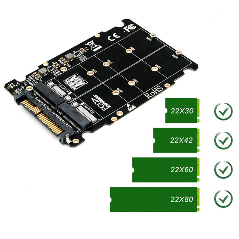 M.2 SSD to U.2 adapter 2in1 M.2 NVME &amp; SATA-bus NGFF SSD to Pci-E U.2 SFF S6A7