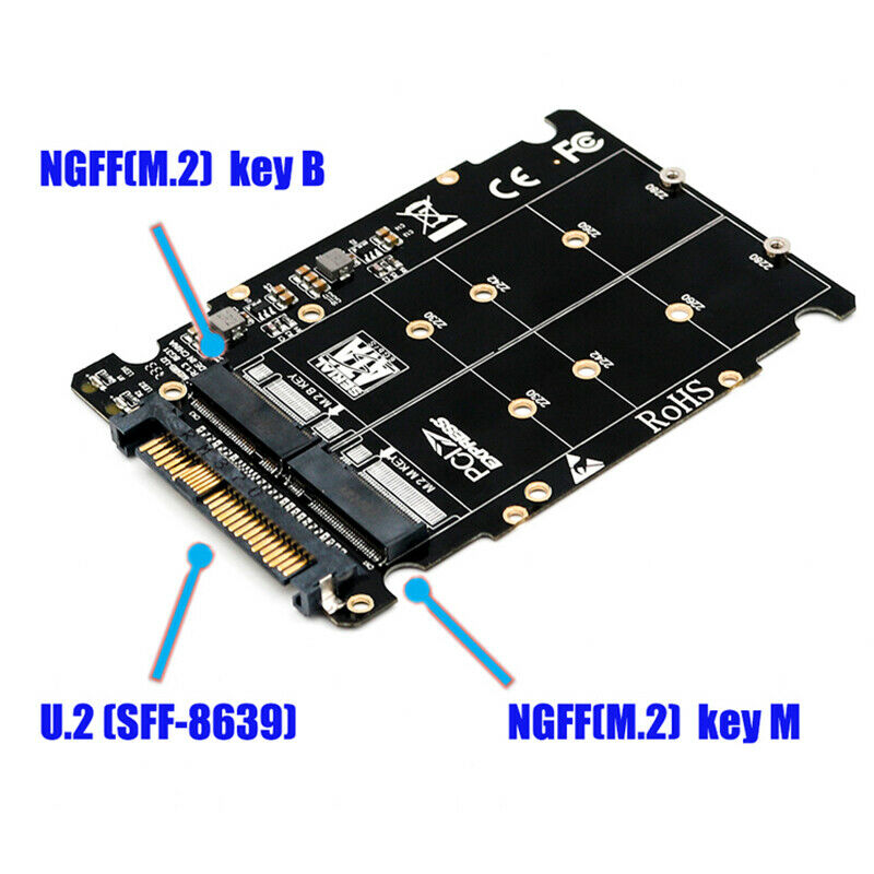 M.2 SSD to U.2 adapter 2in1 M.2 NVME &amp; SATA-bus NGFF SSD to Pci-E U.2 SFF S6A7