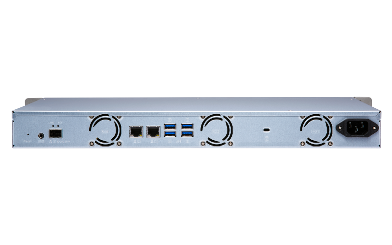 QNAP 4-bay 1U short-depth rackmount NAS with built-in 10GbE network