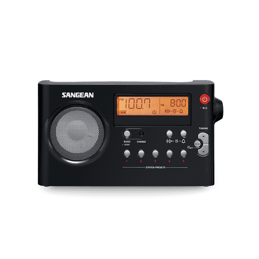 Sangean PR-D7 AM/FM kellraadio, must