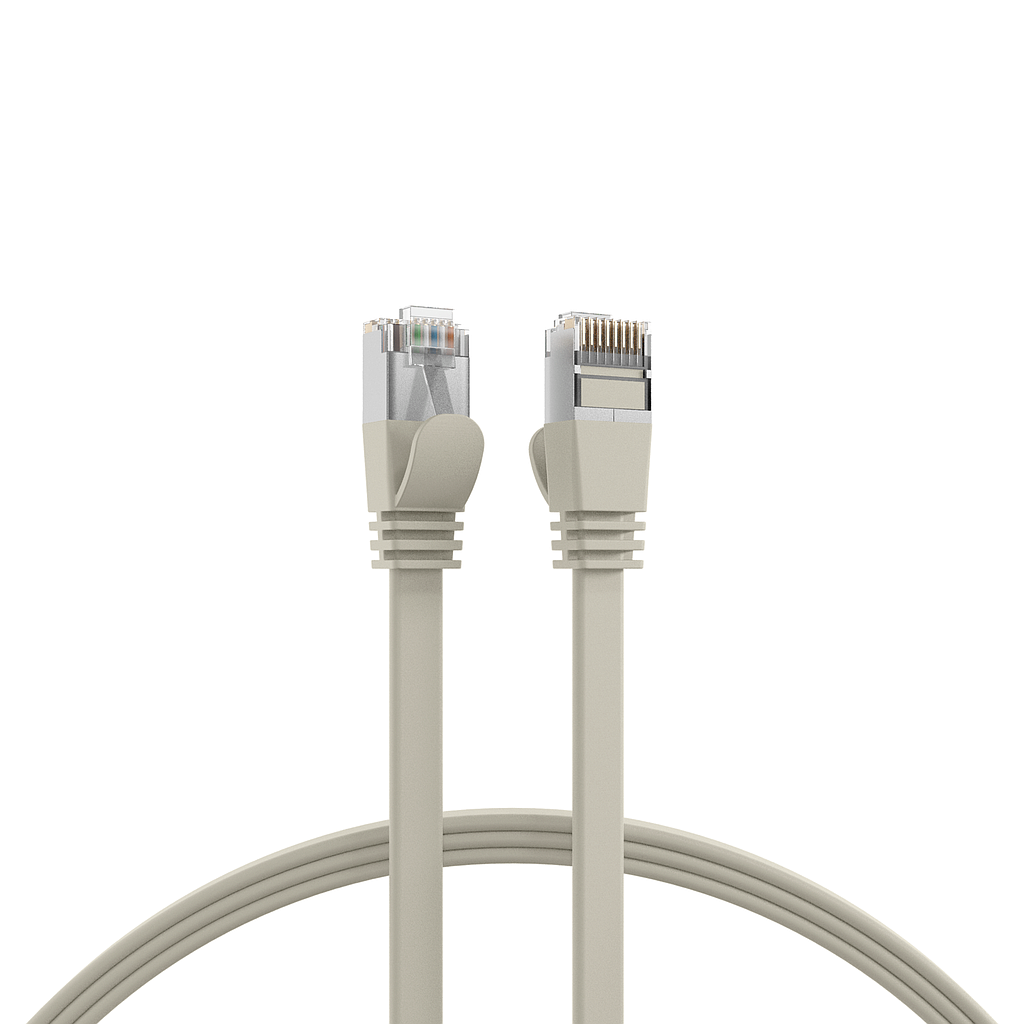 RJ45 flat patch cord Cat.6A U/FTP PVC grey, 25cm