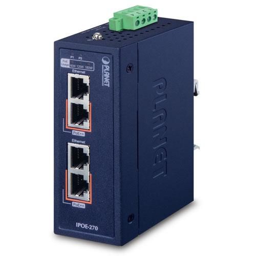 Planet industrial 2-port multi-Gigabit 802.3bt PoE++ injector hub