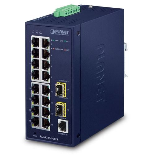 Planet industrial L2/L4 16-port 10/100/1000T + 2-port 100/1000X SFP managed switch