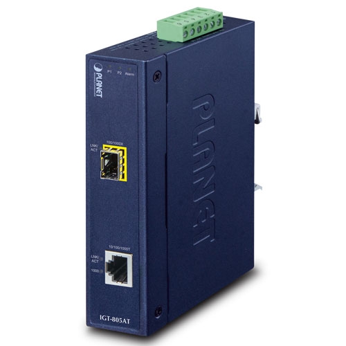 Planet industrial 10/100/1000BASE-T to 100/1000BASE-X SFP media converter