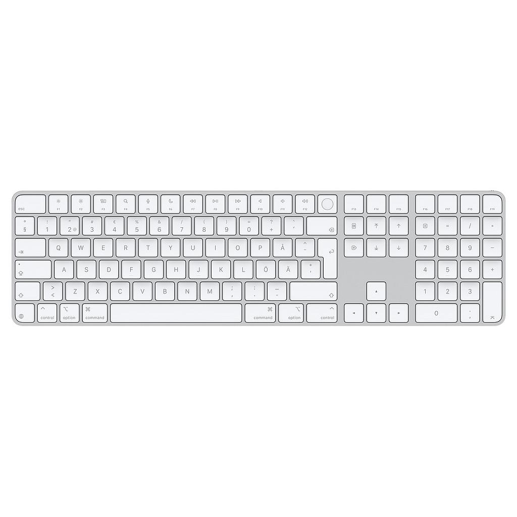 Magic keyboard with touch ID and numeric keypad for Mac models with Apple silicon (USB–C) - swedish - white keys