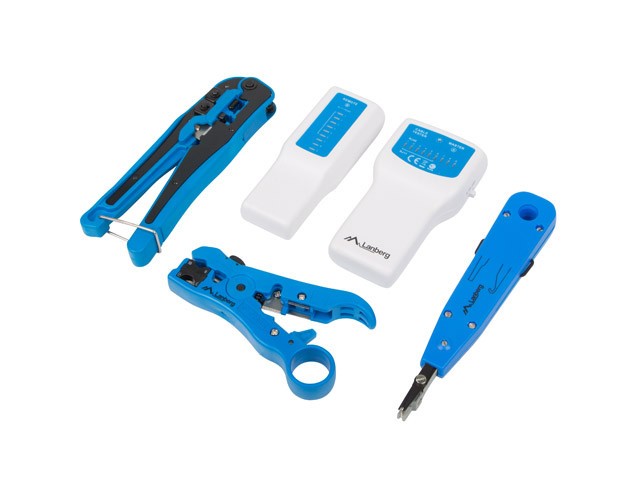 Lanberg tool kit with RJ45/11, cable tester, crimping, stripping &amp; LSA-ins.