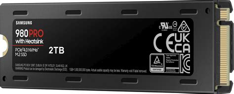 Samsung 980 Pro M.2 2TB SSD, NVMe PCIe 4.0x4, heatsink
