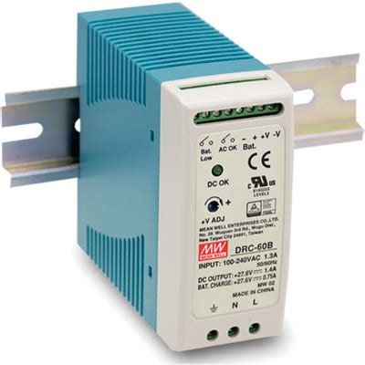 MeanWell 60W DIN rail 13.8V 2.8A 1.5A,  single output with battery charger (UPS function) security series power supply