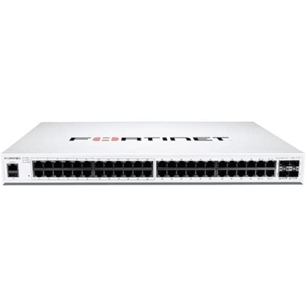 Fortinet FortiSwitch 148F-PoE L2+ managed PoE switch, 48*GE RJ45 ports (24 PoE ports, 370W PoE budget), 4*SFP+, rack-mountable