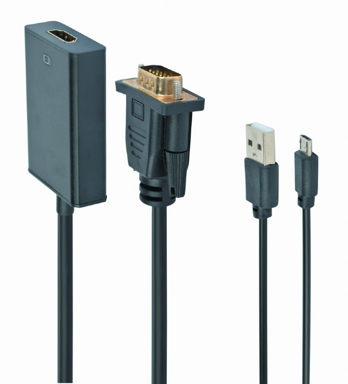 Gembird VGA to HDMI adapter cable, 0.15 m, black