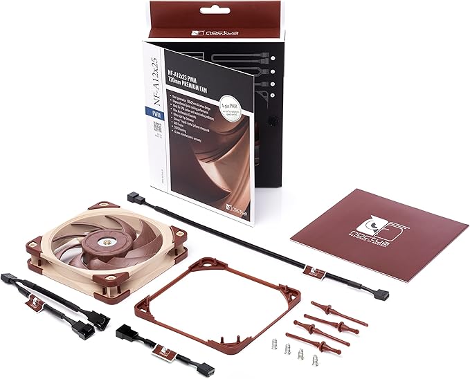 Noctua NF-A12x25 PWM, premium quiet fan, 4-pin, 120mm, brown
