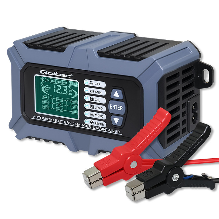Intelligent microprocessor-based charger with battery tester &amp; repair function 12V, 6A, LCD, for AGM LiFePO4 GEL batteries