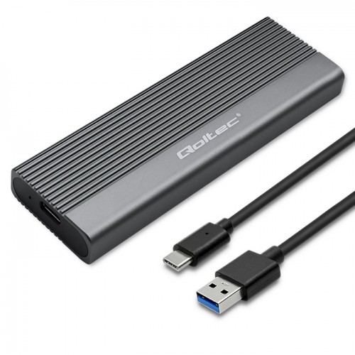 Qoltec enclosure / SSD M.2 drive / SATA / NGFF/ USB C / super speed / up to 2TB / grey