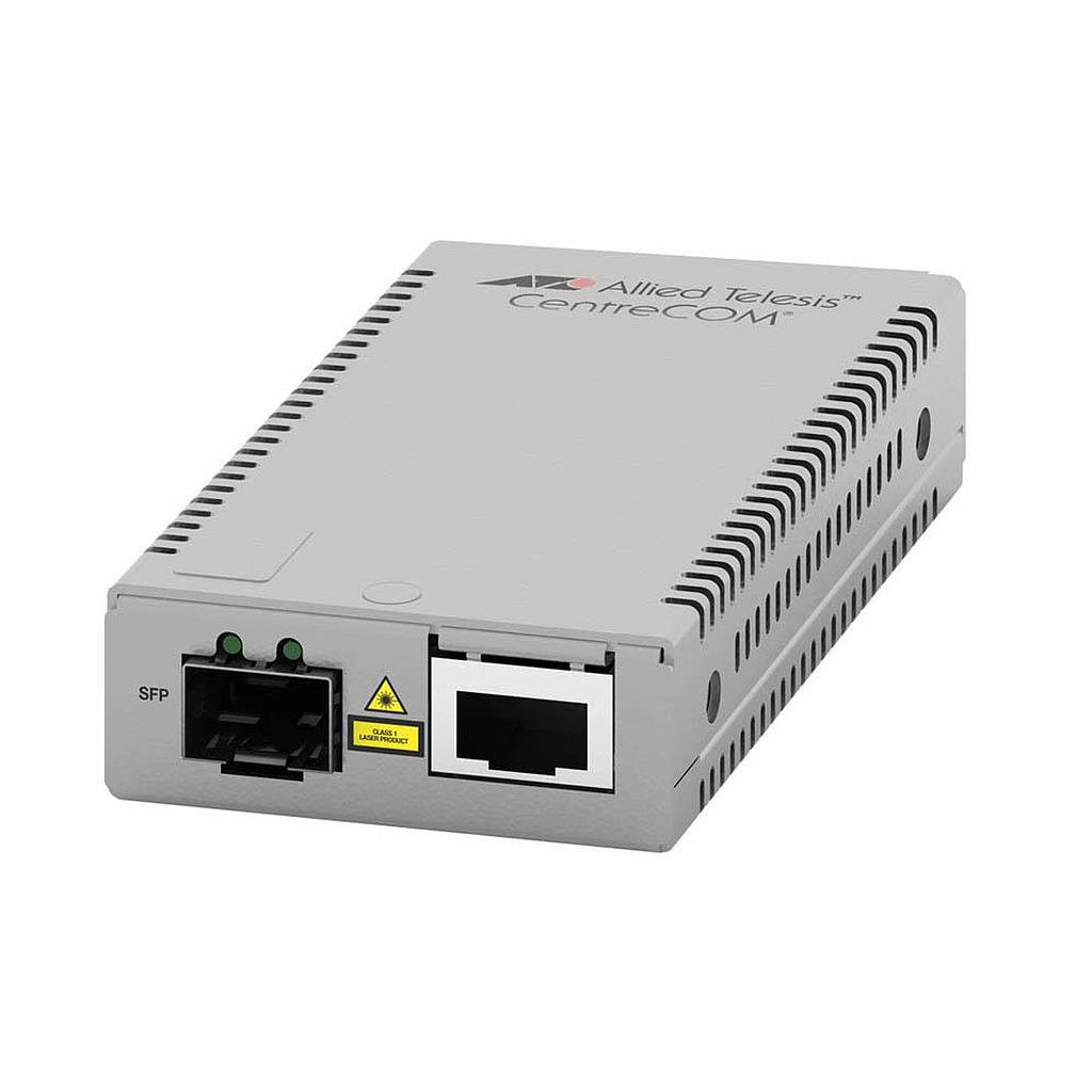 Allied Telesis 10Gb mini media converter, 1*1G/10GbE RJ45, 1*1G/10G SFP+ slot, TAA compliant
