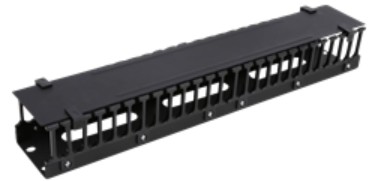 19&quot; 2U cable handler, metal/plastic, finger channel &amp; lead, black