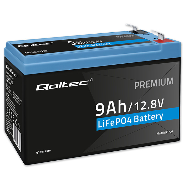 LiFePO4 lithium iron phosphate battery 12.8V, 9Ah, 115.2Wh, BMS