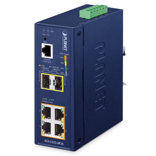 Planet industrial L2+ 4-port 10/100/1000T 802.3at PoE + 2-port 1G/2.5G SFP managed Ethernet switch