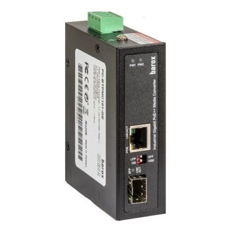 Barox industrial media converter 10/100/1000BaseTX to SFP with PoE++