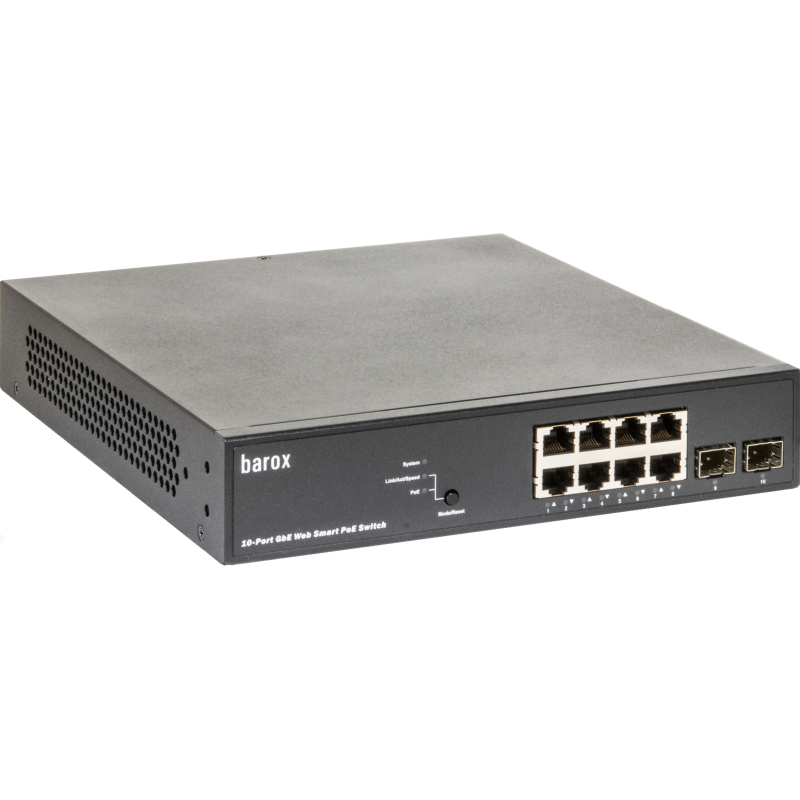 Barox 19&quot; switch with WebSmart management, 8*GE with PoE+
